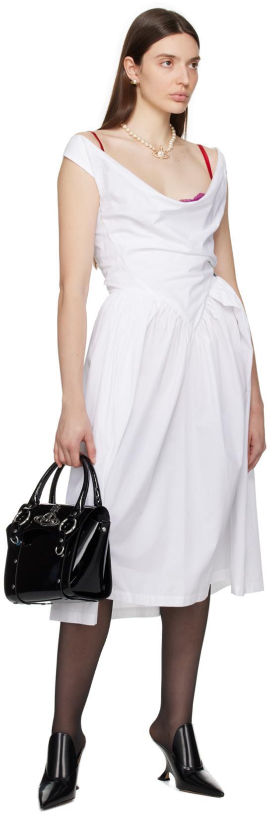VIVIENNE WESTWOOD Sunday Draped Cotton And Silk Midi Dress In White