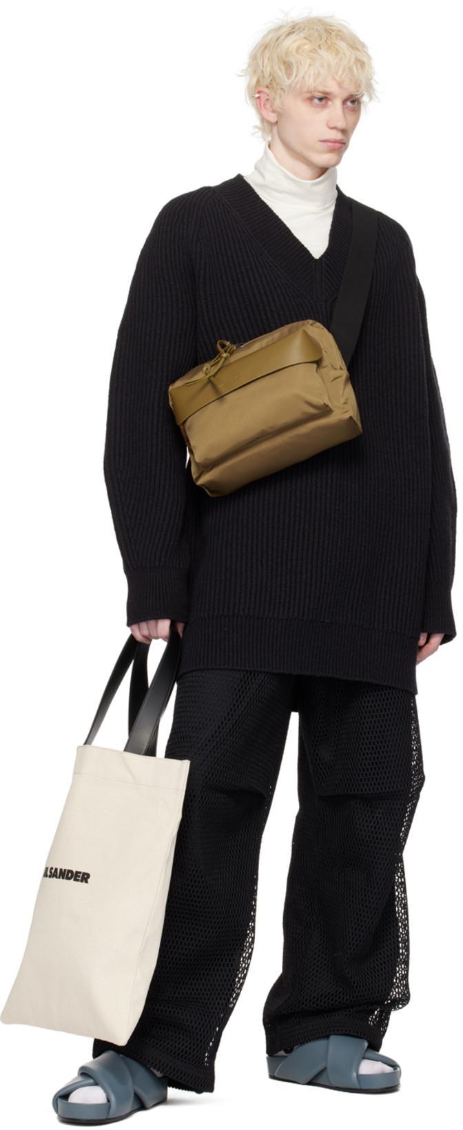 JIL SANDER Natural-colored Linen And Cotton Tote Bag In White