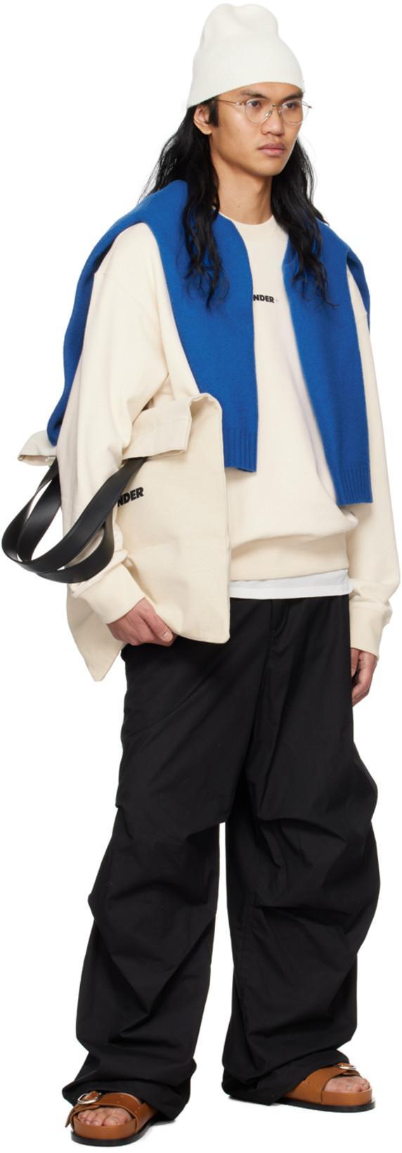 JIL SANDER Natural-colored Linen And Cotton Tote Bag In White