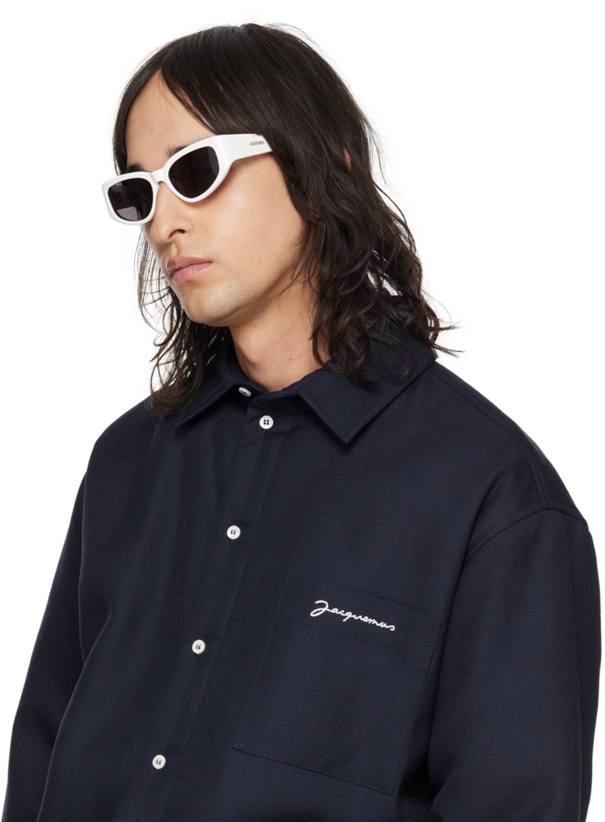 JACQUEMUS Virgin Wool Long-sleeve Shirt With Embroidered Logo In Black