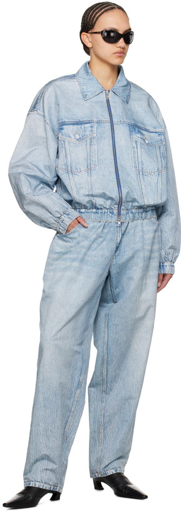 ALEXANDER WANG Denim-print Bomber Jacket In 487a Vintage Indigo