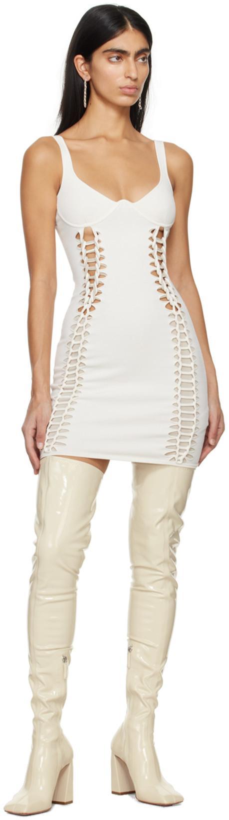 AMINA MUADDI 95mm Marine Latex Thigh-high Boots In Off White