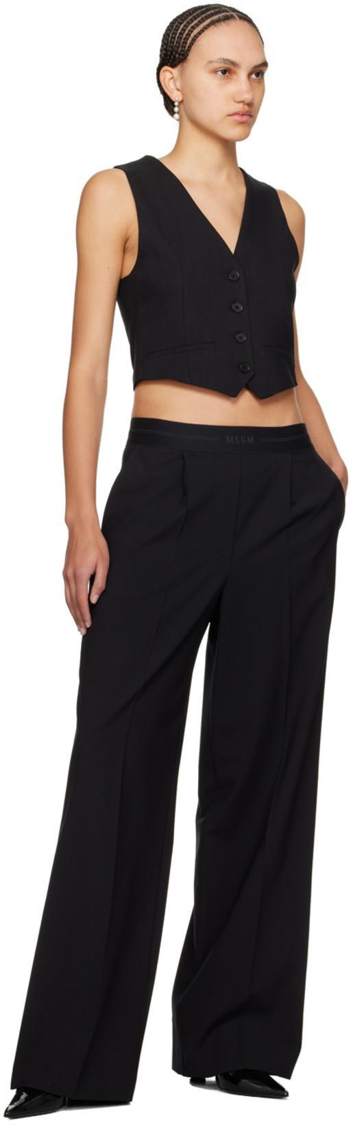 MSGM High Waist Straight Leg Trousers In Black