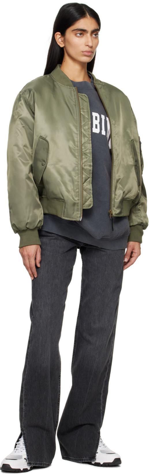 ANINE BING Roy Straight Leg Jeans In Washed Black In Shadow Grey