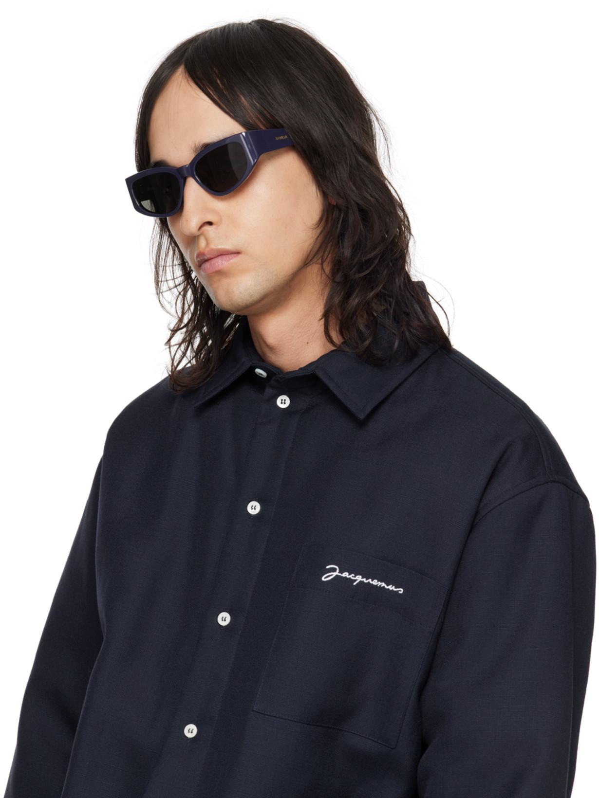 JACQUEMUS Virgin Wool Long-sleeve Shirt With Embroidered Logo In Black