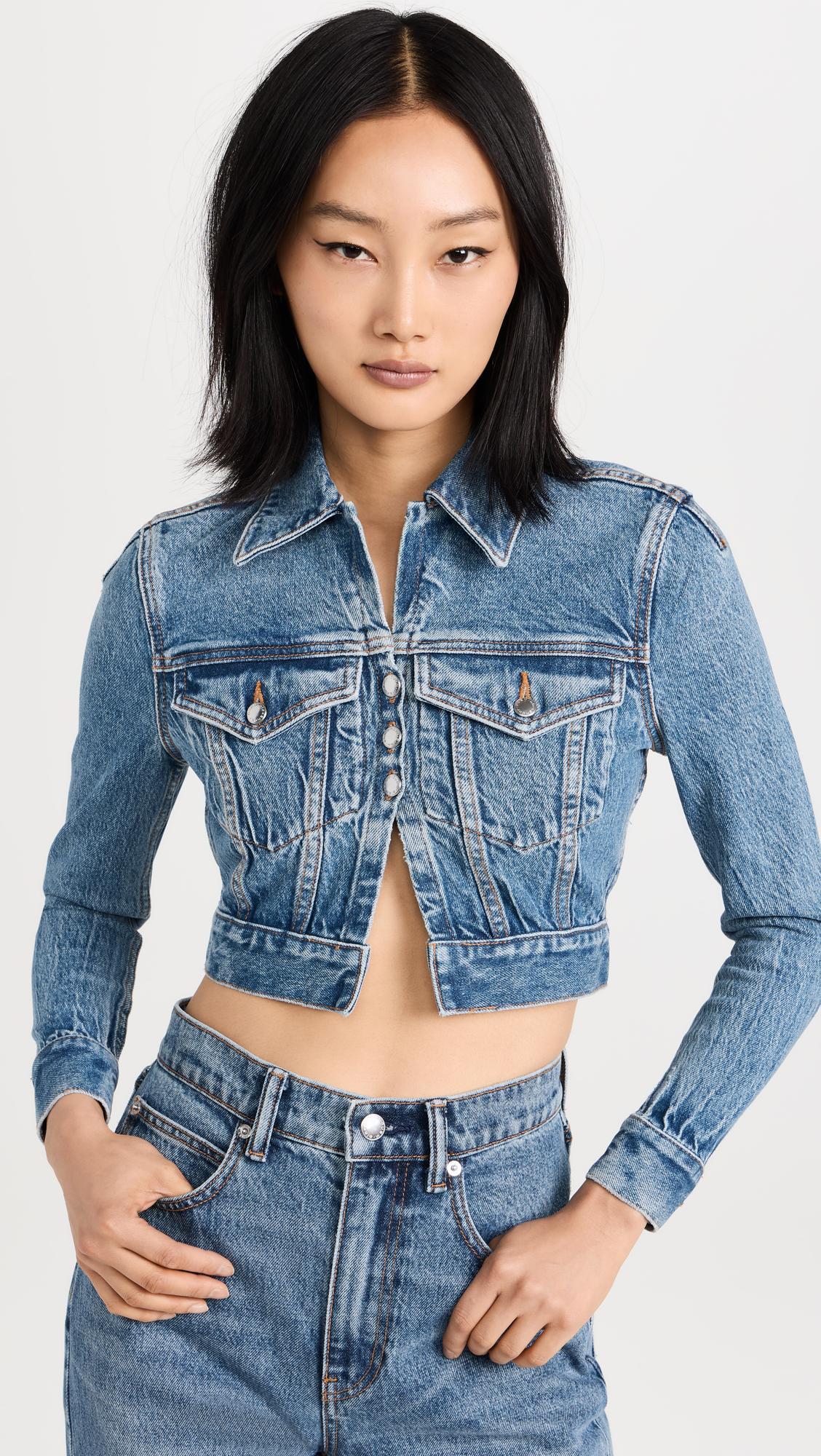 ALEXANDER WANG Shrunken Trucker Cardi In Denim In Blue