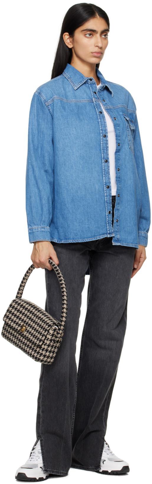 ANINE BING Roy Straight Leg Jeans In Washed Black In Shadow Grey