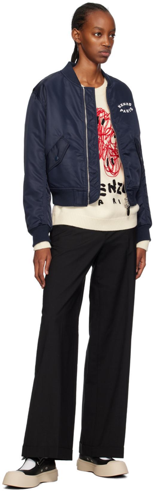 KENZO Lucky Tiger Logo-embroidered Bomber Jacket In Blue