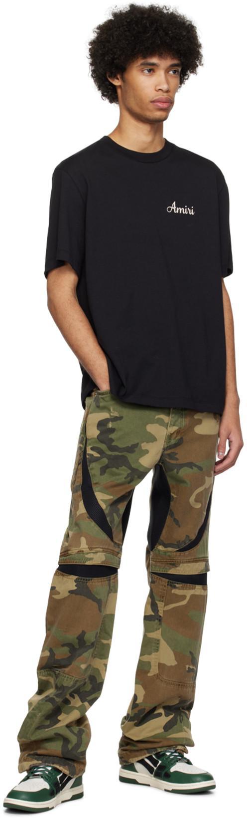 AMIRI 'city'black Crewneck T-shirt With Logo Detail On The Front And Maxi Logo Print On The Rear