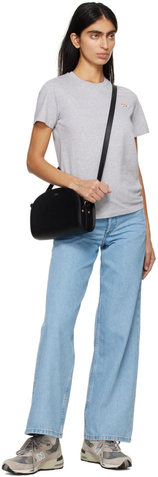 APC Stylish Black Leather Mini Crossbody Bag For Women