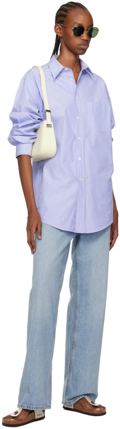 MAISON MARGIELA Light Blue Cotton Shirt With Classic Collar For Women