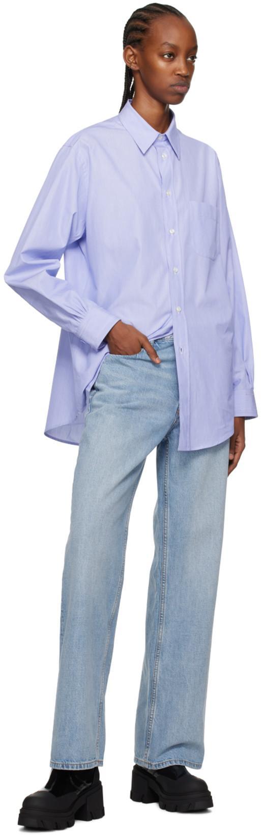 MAISON MARGIELA Light Blue Cotton Shirt With Classic Collar For Women