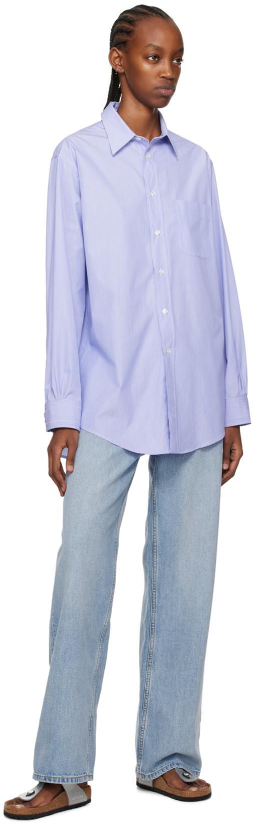 MAISON MARGIELA Light Blue Cotton Shirt With Classic Collar For Women