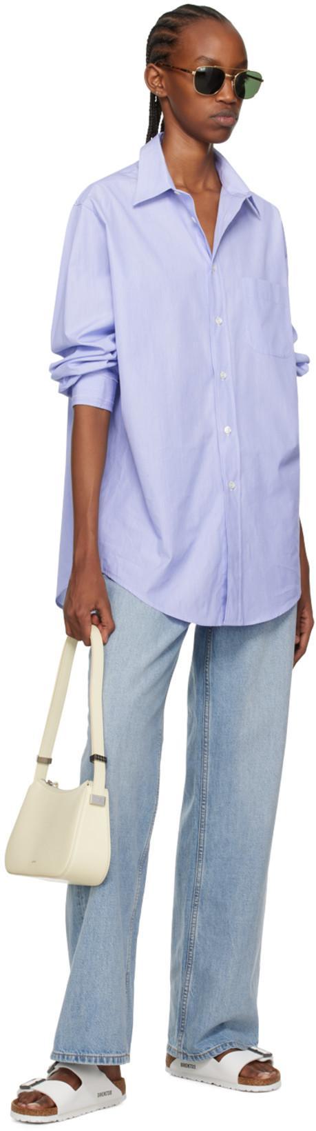 MAISON MARGIELA Light Blue Cotton Shirt With Classic Collar For Women