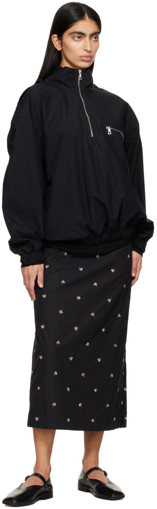 LEMAIRE Black Calf Leather Ballerina Shoes With Off-center Vamp