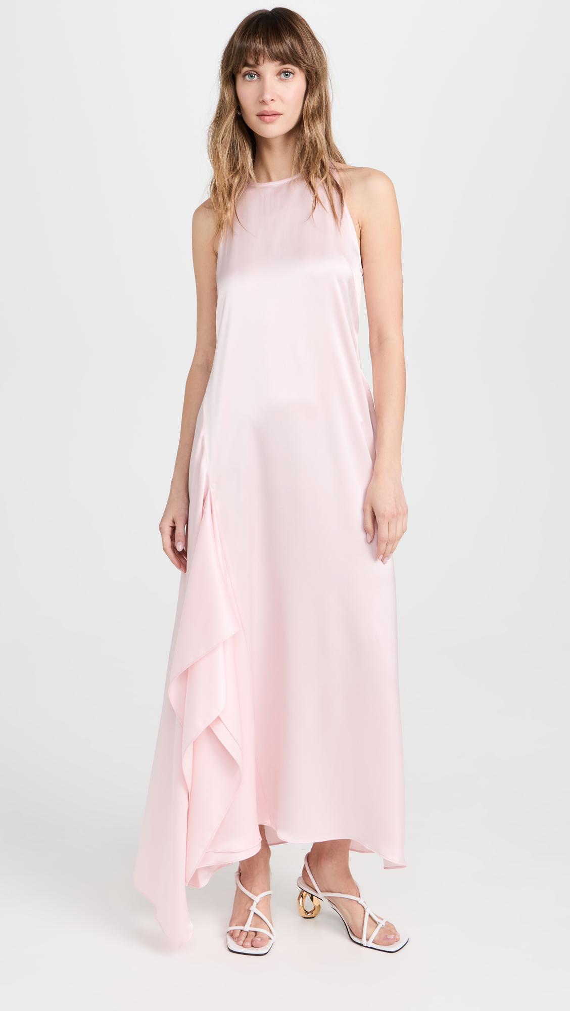 JW ANDERSON Sleeveless Draped Midi Dress In Pink