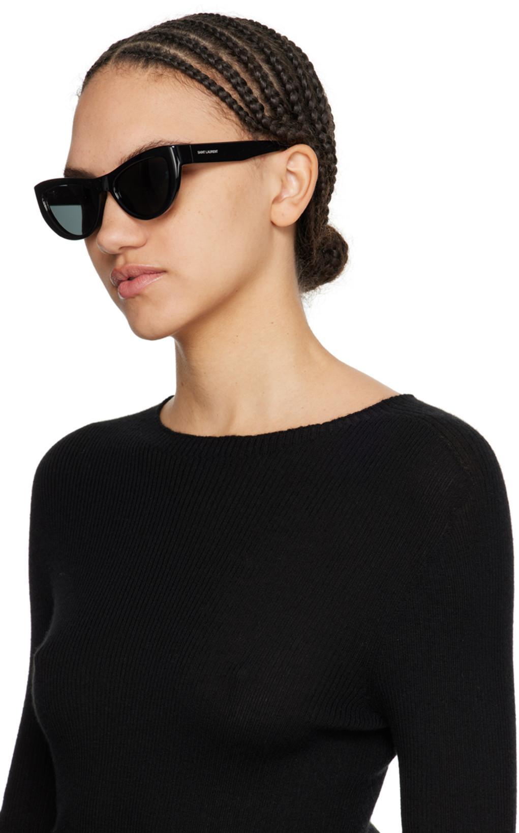 SAINT LAURENT Sl 676 Linea New Wave 001 Black Sunglasses In Black Black Black