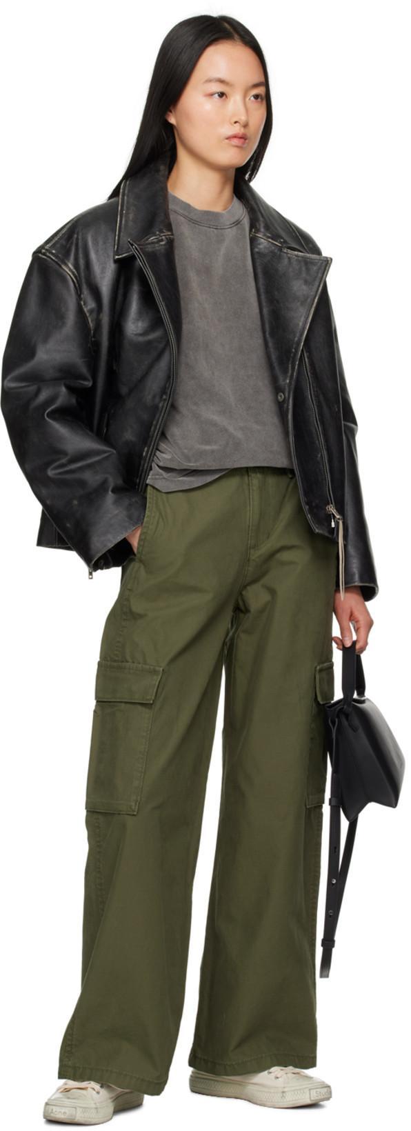 ACNE STUDIOS Women Black Biker Jacket In Vintage Looking Leather Woman