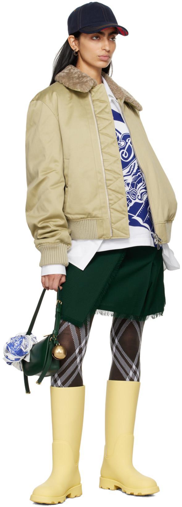 BURBERRY Pleated Fringed-edge Mini Skirt In Green