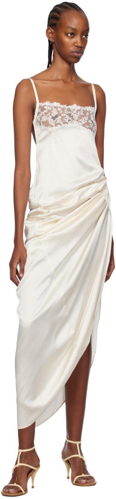 JACQUEMUS Long Asymmetric Lingerie Dress In White