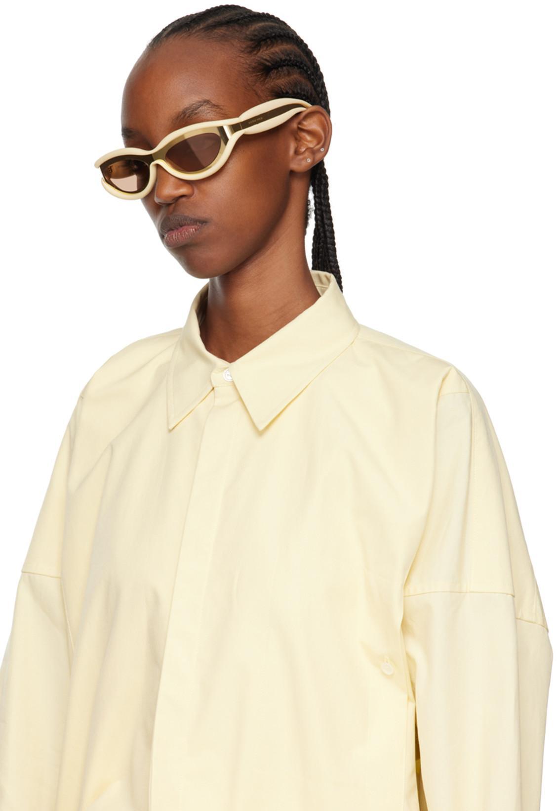 BOTTEGA VENETA Hem Oval Sunglasses In 005 Gold/gold/brown