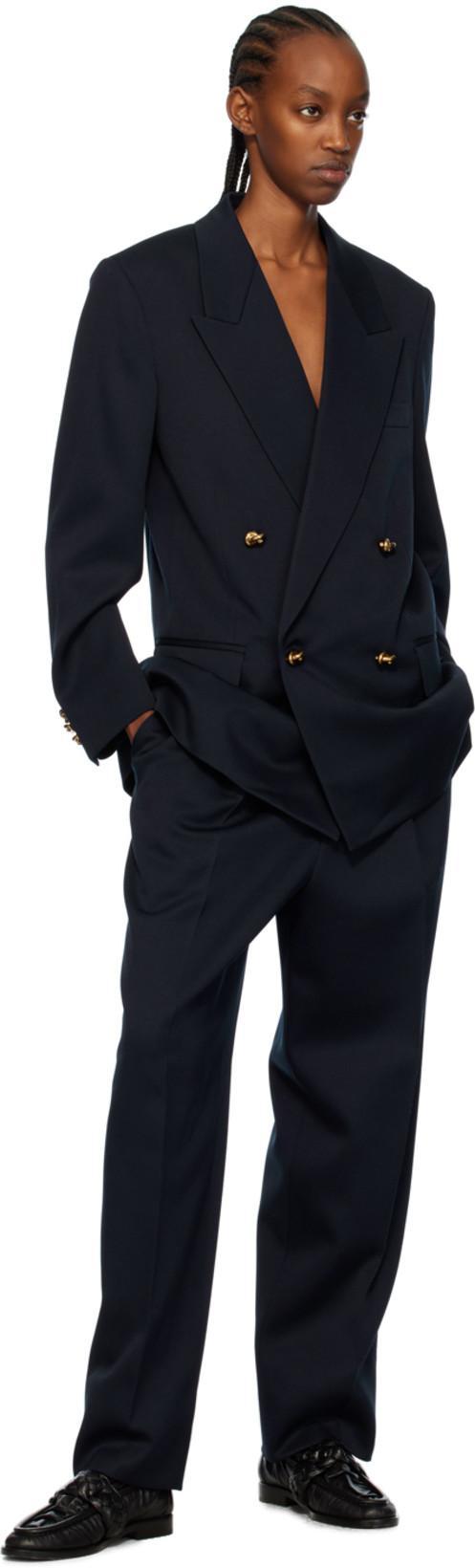 BOTTEGA VENETA Knot Double-breasted Oversized Blazer Jacket In Black