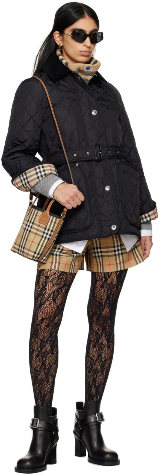 BURBERRY Marsett Icon Striped Silk Shorts In Archive Beige Check