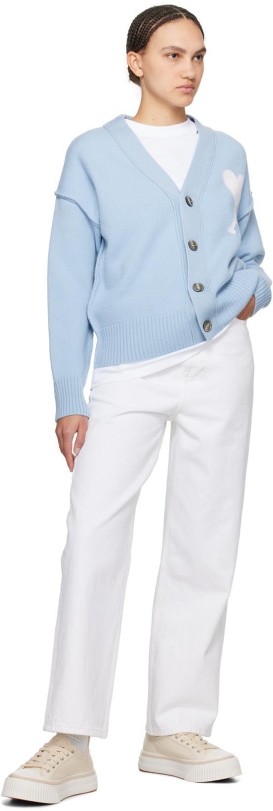 AMI ALEXANDRE MATTIUSSI Ami Paris Men Cotton T-shirt With Iconic Embroidery In White