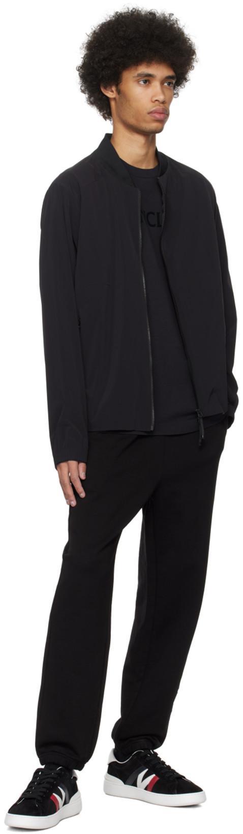 MONCLER Flocked Logo Cotton T-shirt In Black