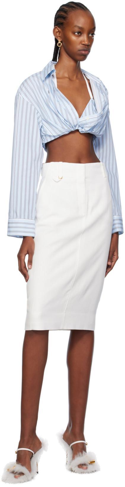 JACQUEMUS La Jupe Midi Bari Viscose Midi Skirt In White