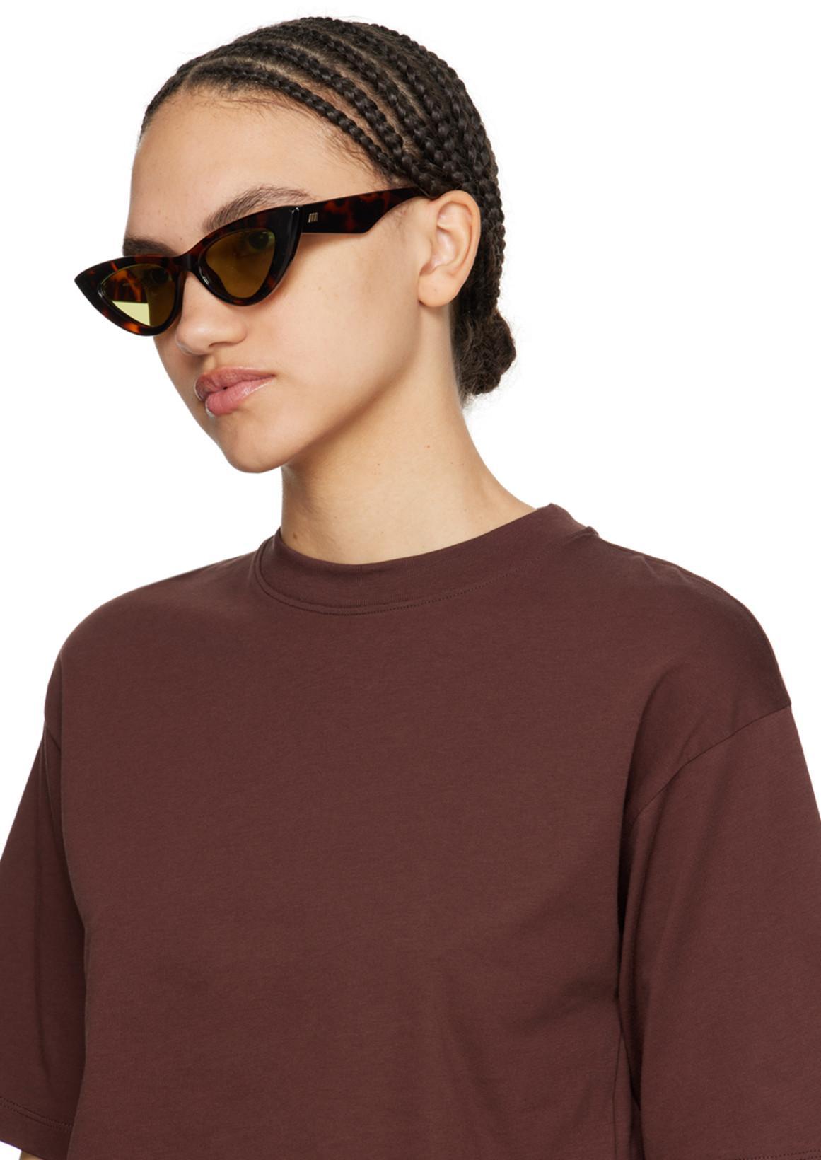 LE SPECS Womens Dark Tort Hypnosis Cat-eye Frame Plastic Sunglasses