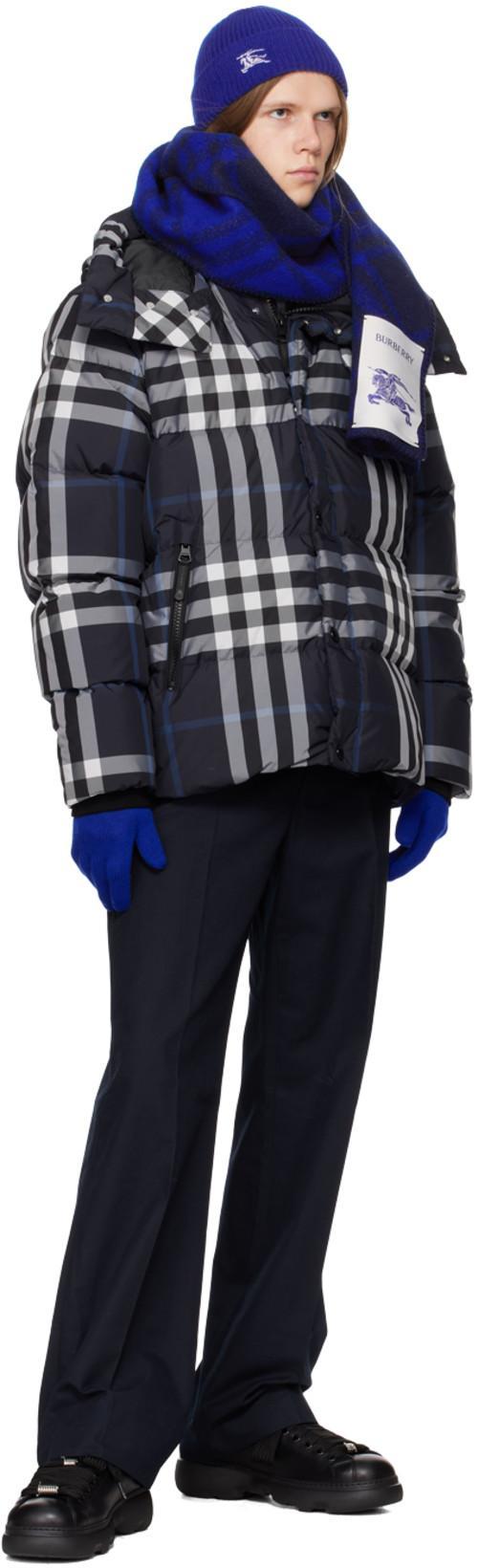 BURBERRY Blue Ribbed Cashmere Beanie In Knight