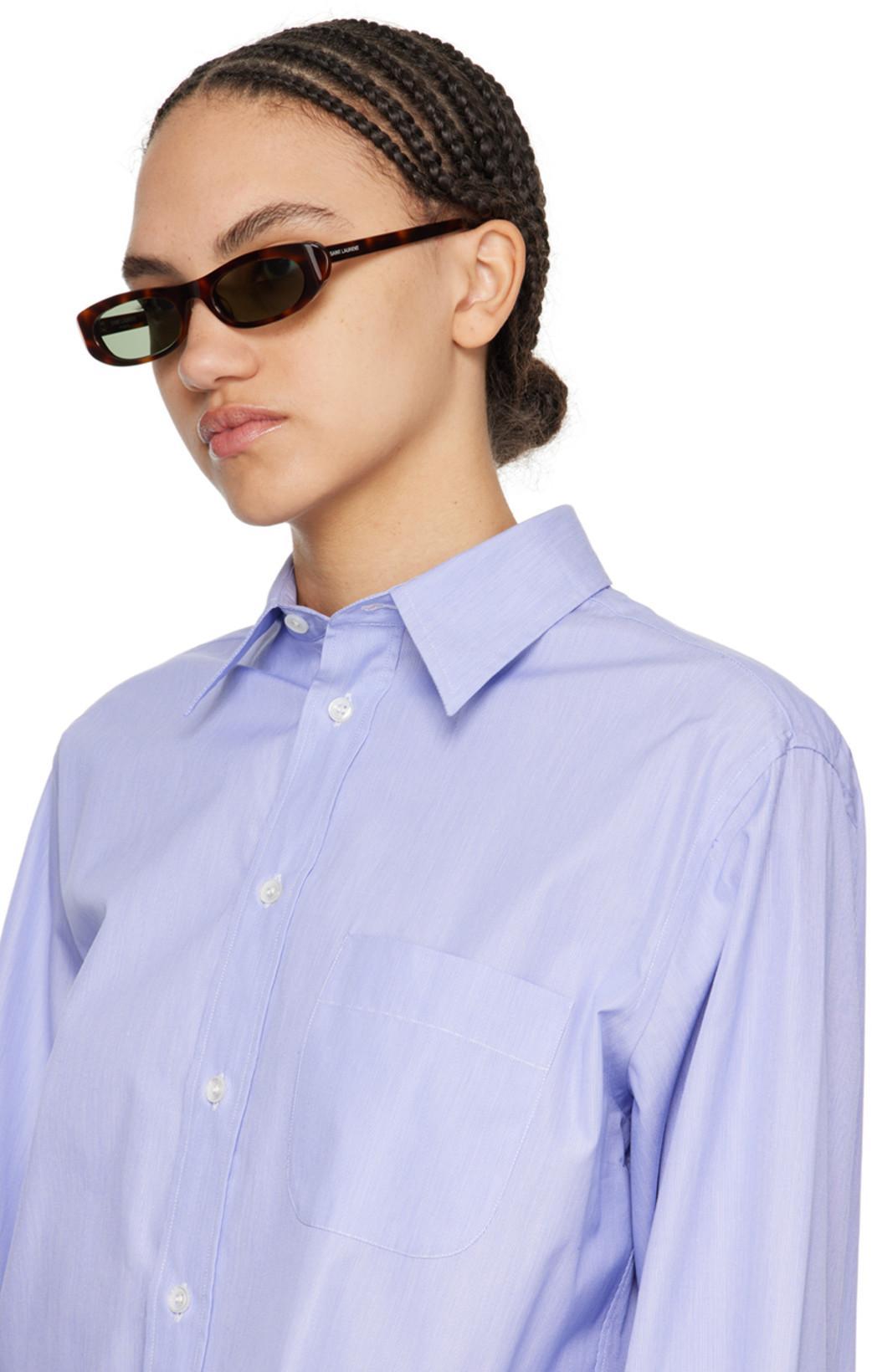 MAISON MARGIELA Light Blue Cotton Shirt With Classic Collar For Women