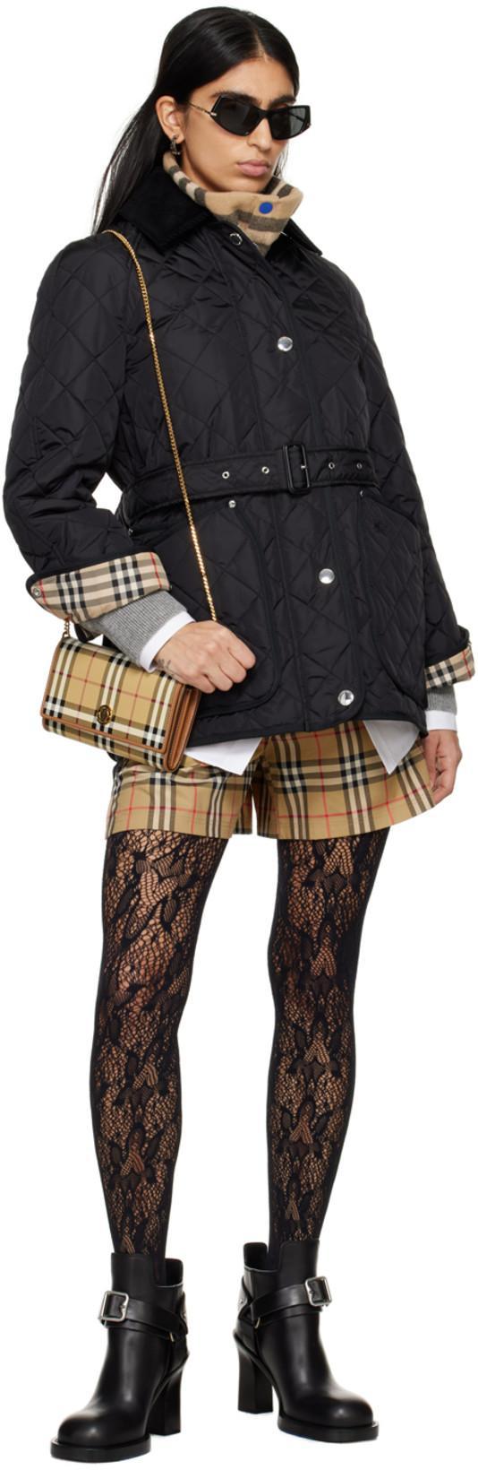 BURBERRY Marsett Icon Striped Silk Shorts In Archive Beige Check