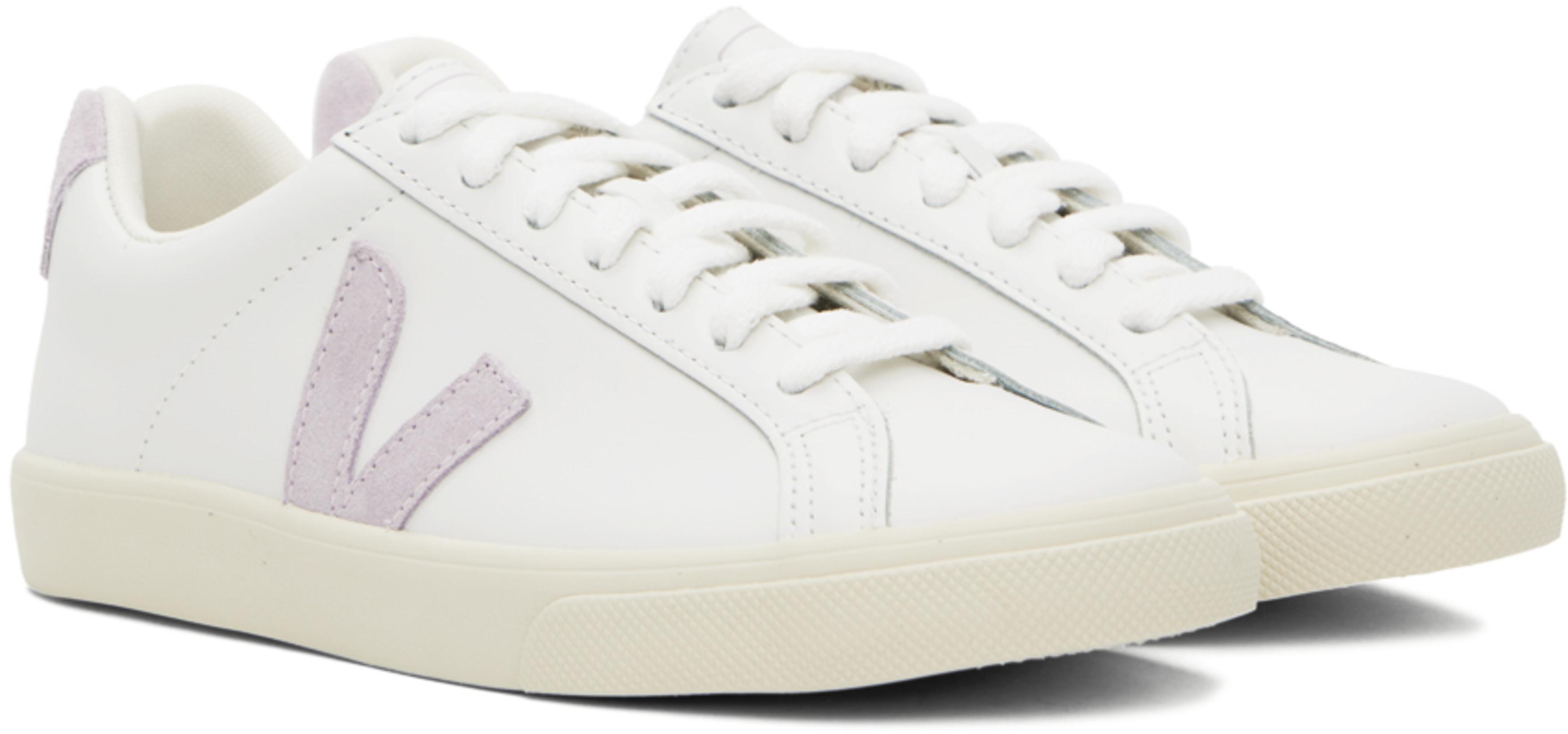 VEJA White And Pink Leather Esplar Logo Sneakers