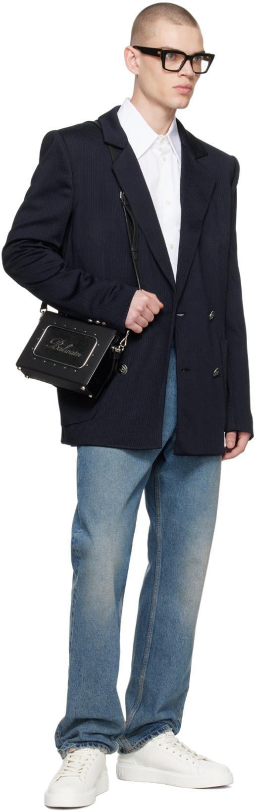 BALMAIN B-court White Low Top Sneakers With Logo Patch On The Tongue In Leather Man In Multi