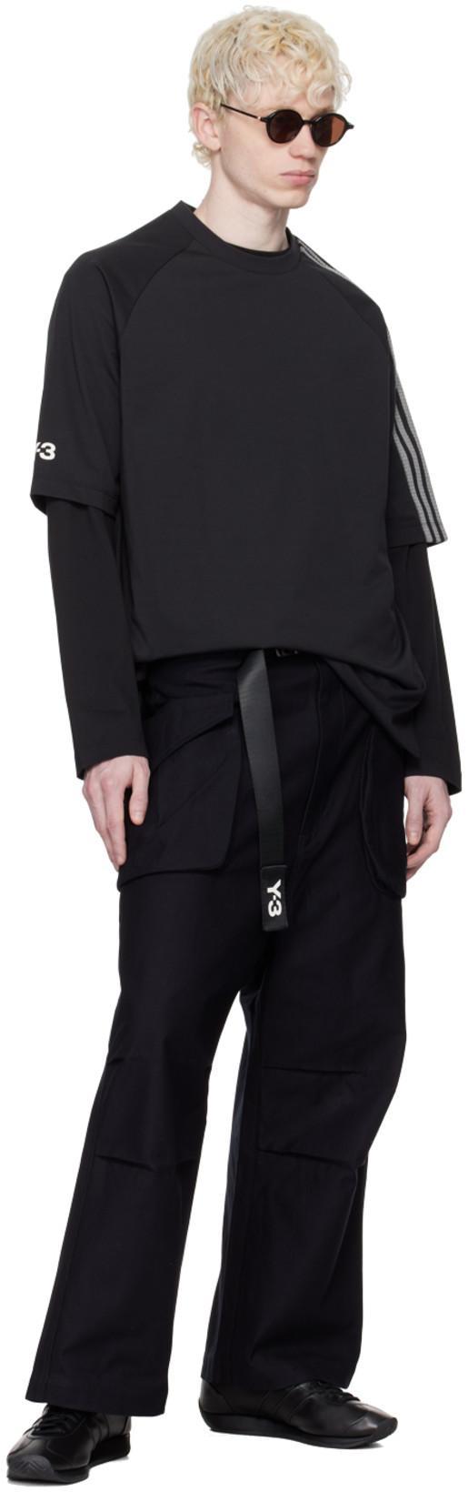 Y-3 Y 3 3 Stripes Crew Neck T Shirt In Black