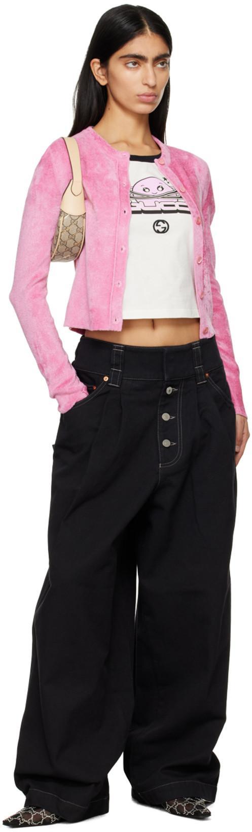 GUCCI Demi Crystal Gg Slingback Ballerina Flats In Nero