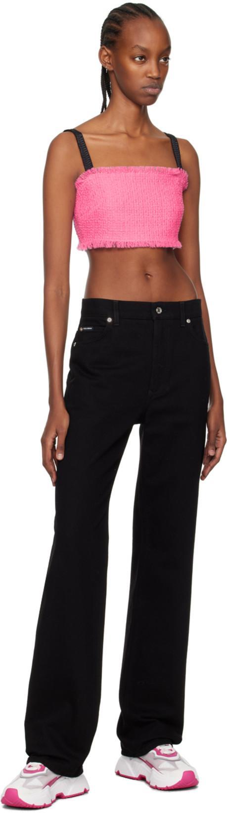 DOLCE & GABBANA Frayed Wool-blend Tweed Mini Skirt In Pink