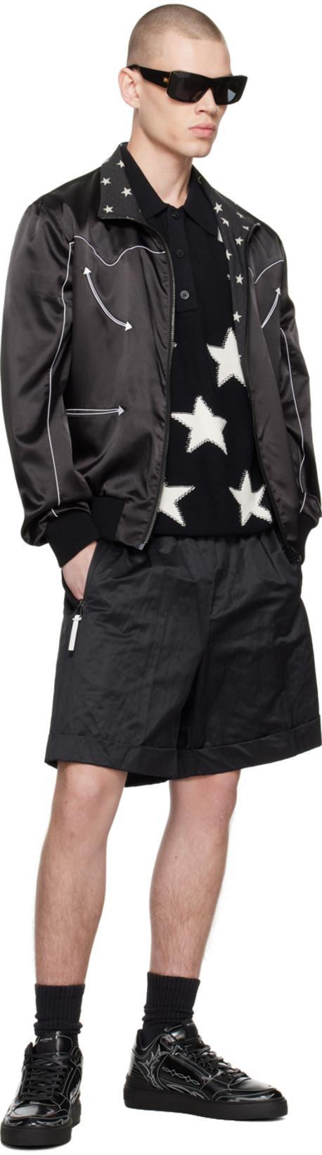 BALMAIN Black Reversible Bomber Jacket With Stars Men