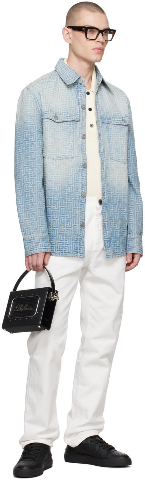 BALMAIN Embroidered-logo Straight Jeans In White