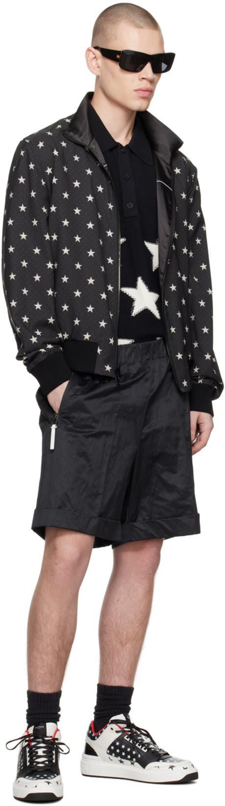 BALMAIN Black Reversible Bomber Jacket With Stars Men