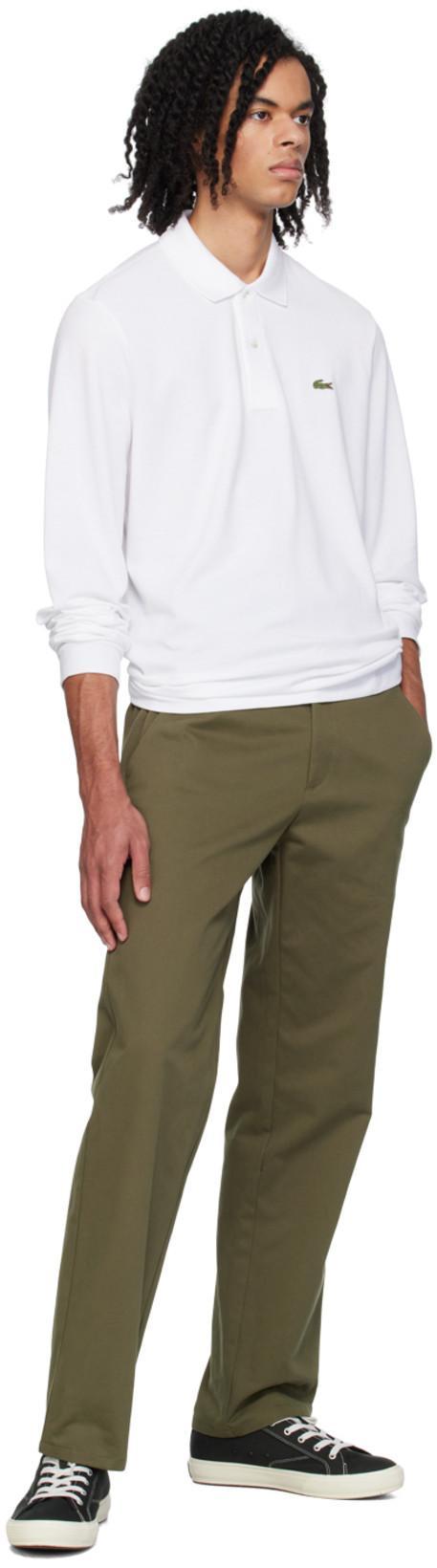 LACOSTE Loose Fit Pique Polo Shirt In White