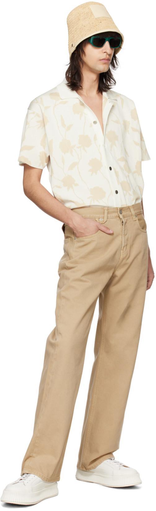 JACQUEMUS Denim Baggy Trousers Wide Legs In Yellow