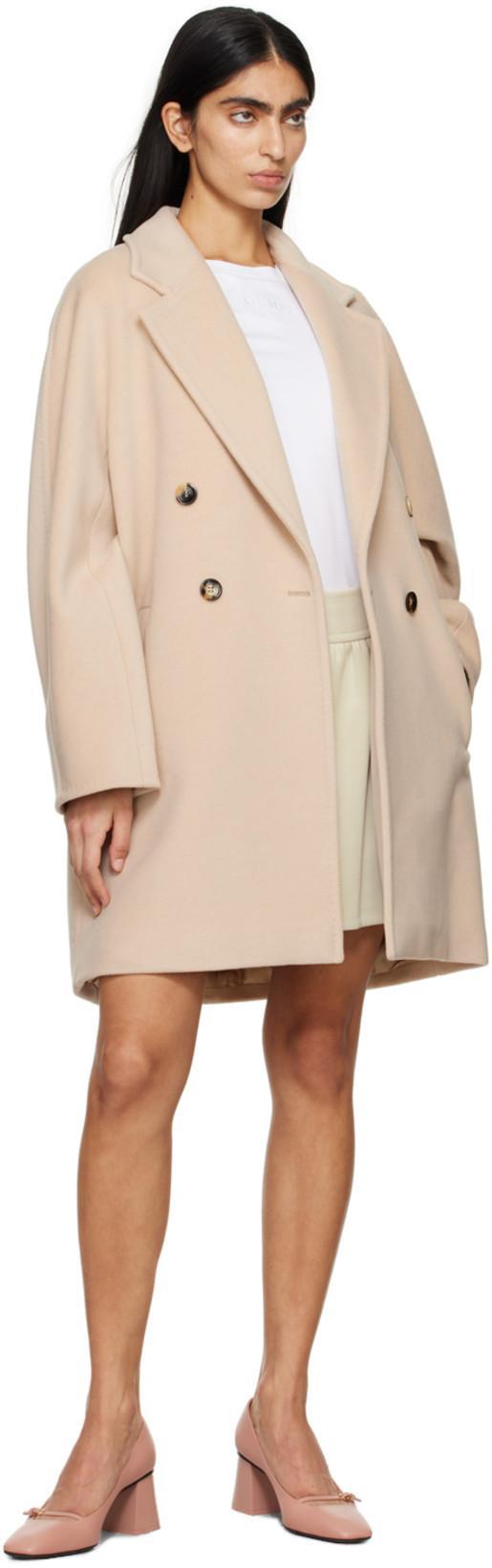 MAX MARA Oversized Wool And Cashmere Coat With Lapel Collar And Kimono Sleeves In Neutral