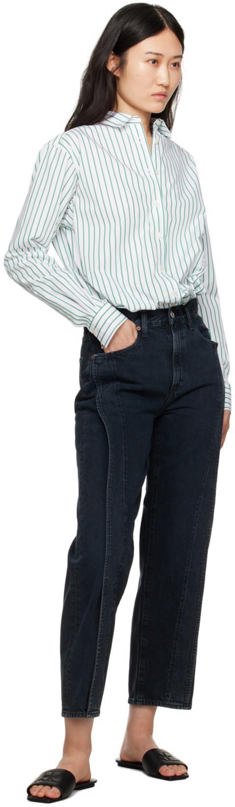 AGOLDE Fran High Rise Wide Leg Cuffed Jeans In Ditch In Black