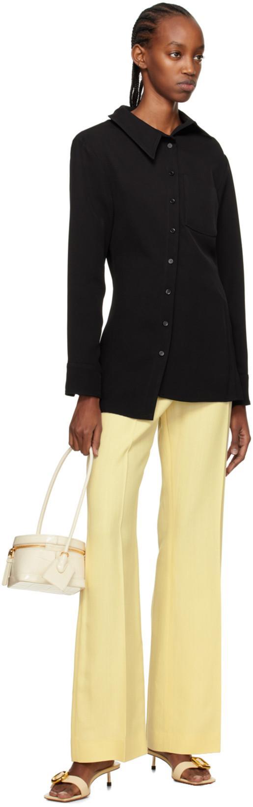 JACQUEMUS La Chemise Pablo Satin Shirt In Black