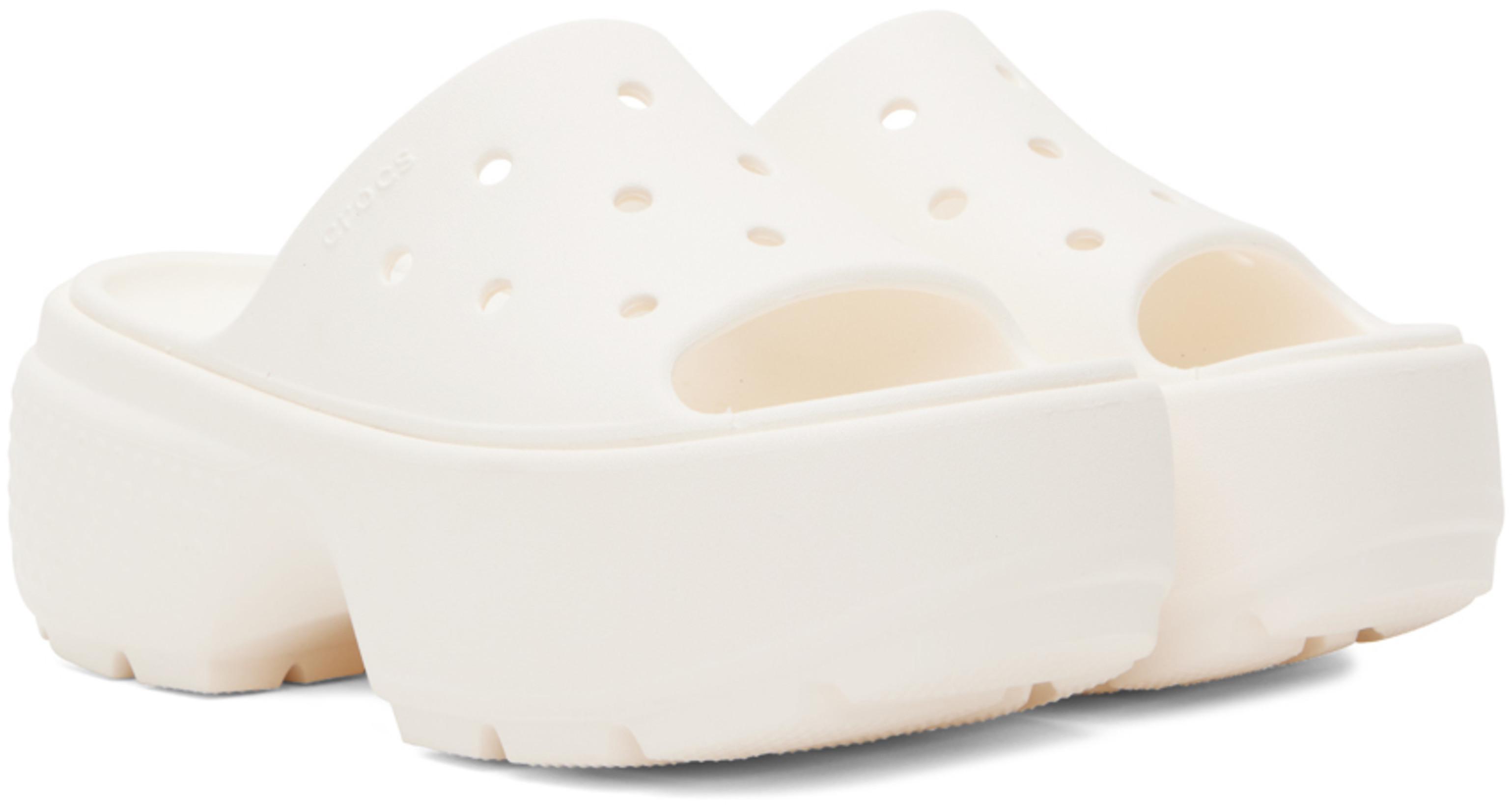 CROCS Logo Embossed Slippers In White