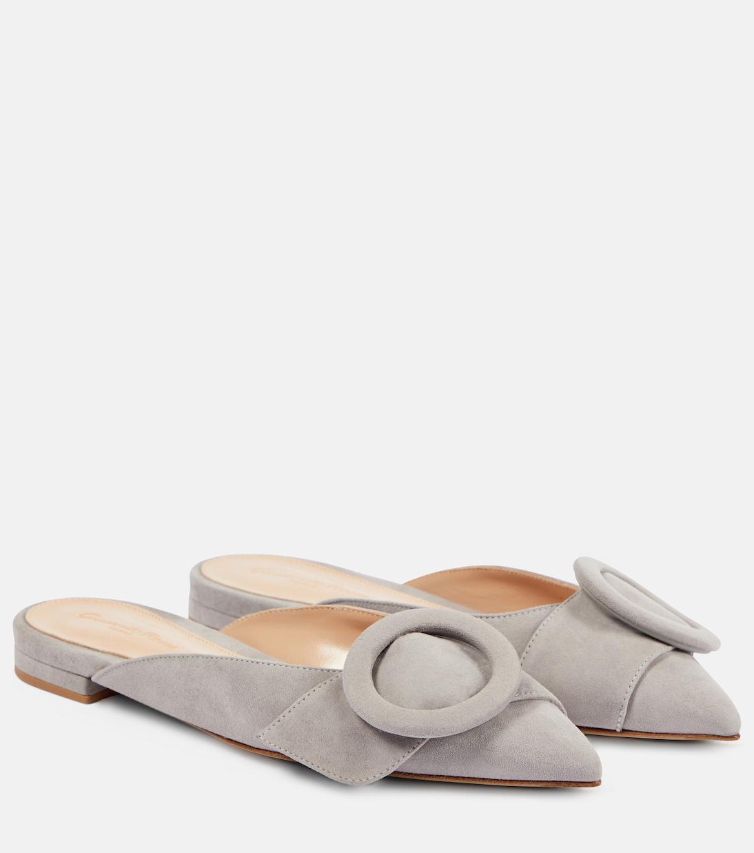 GIANVITO ROSSI Suede Ballet Flats In Grey