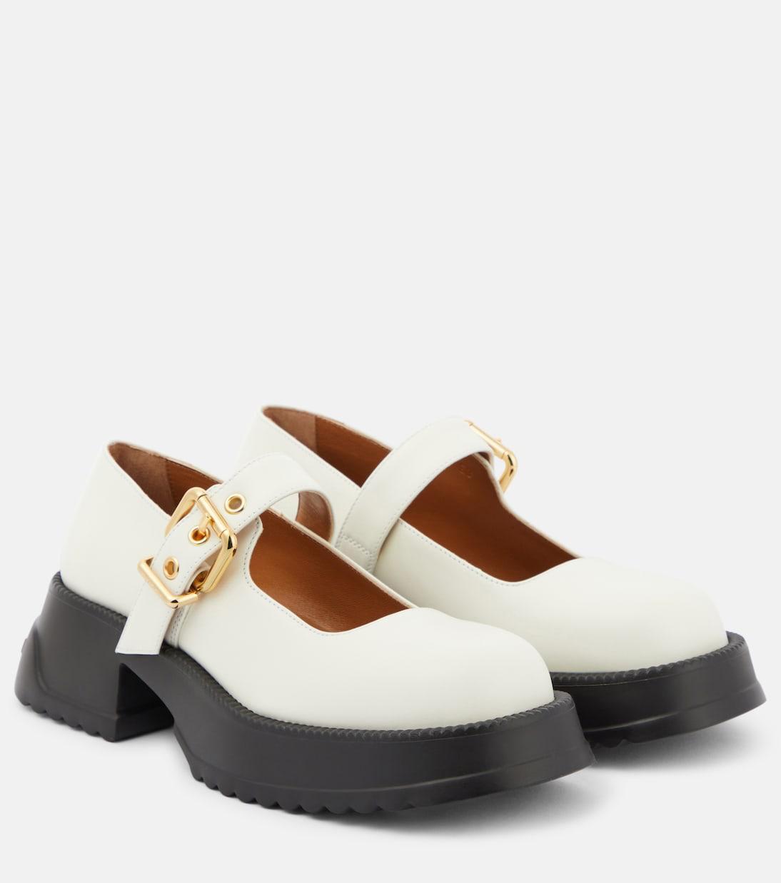 MARNI 20mm Mary Jane Leather Shoes In Lily White